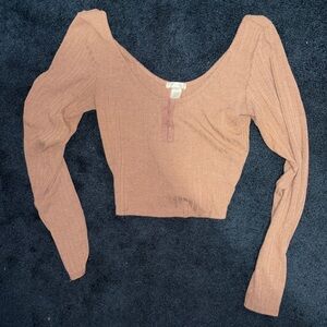 Brown long sleeve crop top